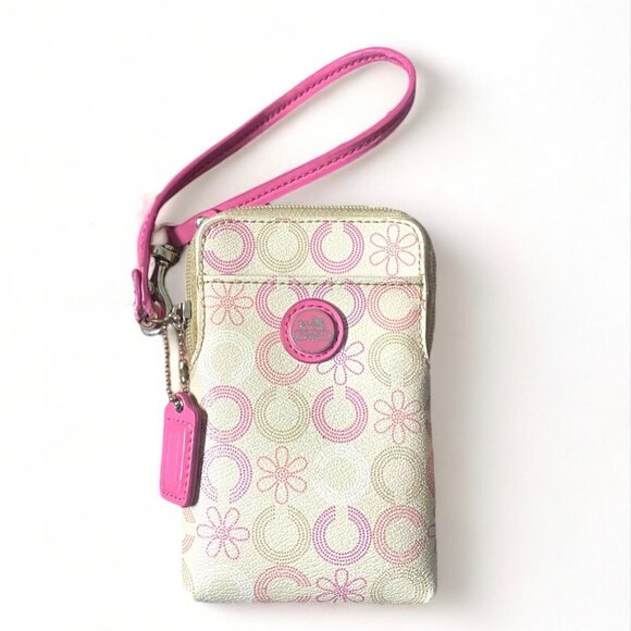 Coach Handbags - Coach Waverly Flower Print Universal Case Wristlet Pink/Cream With the Hangtag